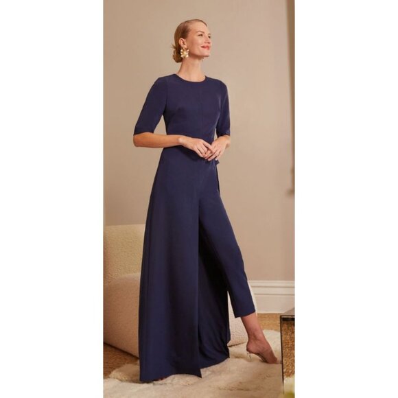 NWT Kay Unger Davina Walk Thru Jumpsuit Blue Sz 16 $308 [jb] - Picture 4 of 11